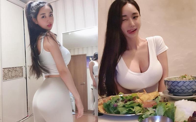 韓國網紅Candyseoul擁有巨乳蜜臀，還有螞蟻腰，最常跟粉絲分享她吃美食的照片。（翻攝自Candyseoul IG）
