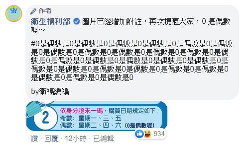 全民防疫 口罩實名制分流購買 0是偶數還是奇數 引熱議